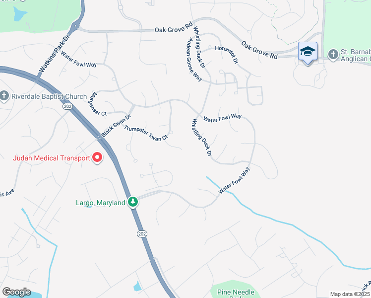 map of restaurants, bars, coffee shops, grocery stores, and more near 1414 Canadian Geese Court in Upper Marlboro