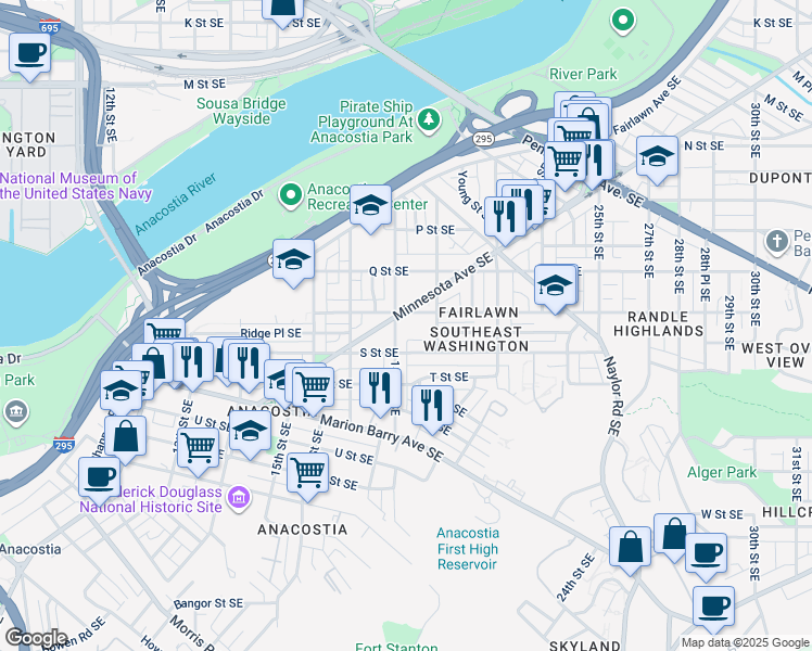 map of restaurants, bars, coffee shops, grocery stores, and more near 101 Independence Avenue Southeast in Washington