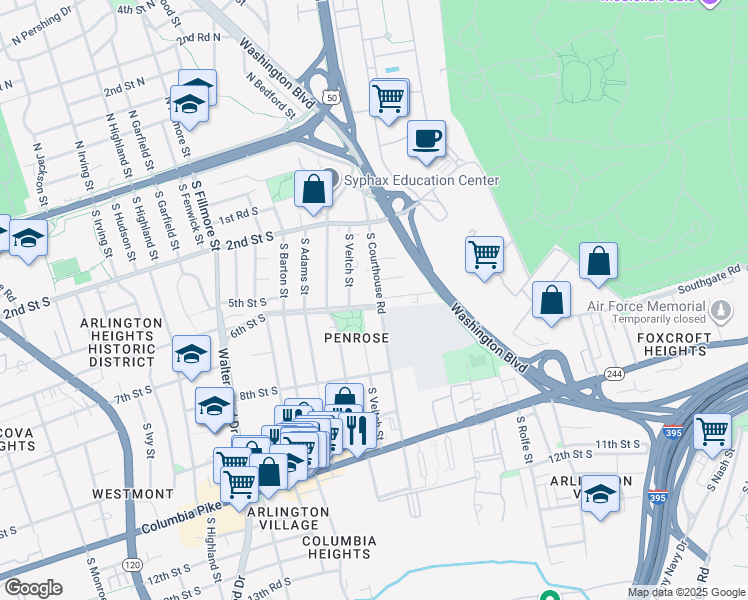 map of restaurants, bars, coffee shops, grocery stores, and more near 101 Independence Avenue Southeast in Washington