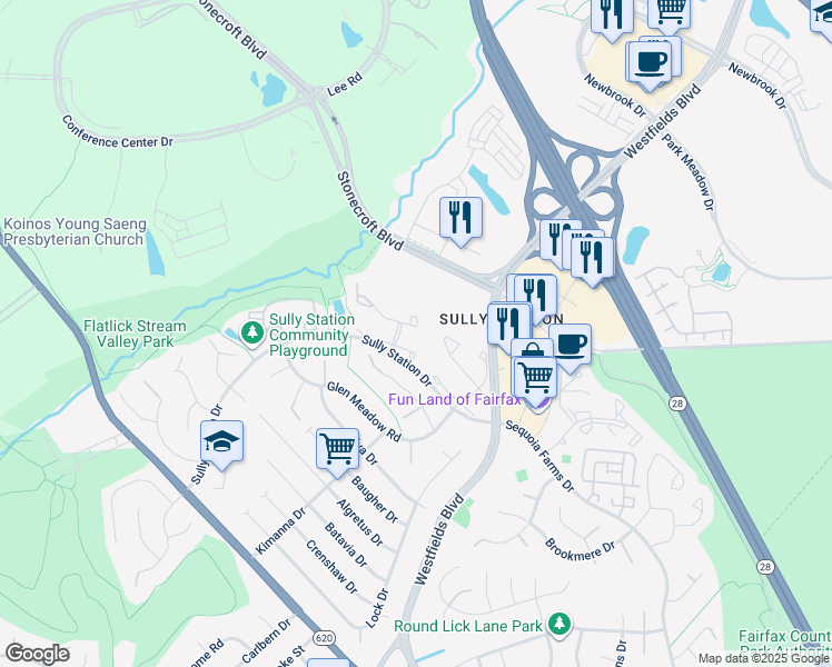 map of restaurants, bars, coffee shops, grocery stores, and more near 14509 Creek Branch Court in Centreville