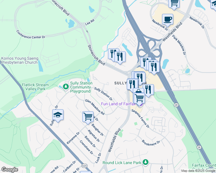 map of restaurants, bars, coffee shops, grocery stores, and more near 14511 Creek Branch Court in Centreville