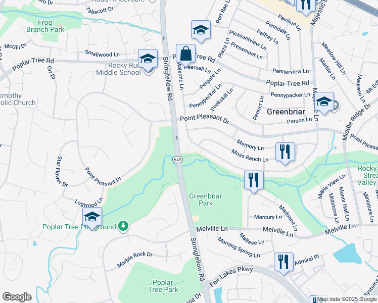 map of restaurants, bars, coffee shops, grocery stores, and more near 4405 Majestic Lane in Fairfax