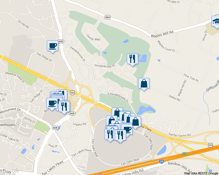 map of restaurants, bars, coffee shops, grocery stores, and more near 3933 Clares Court in Fairfax