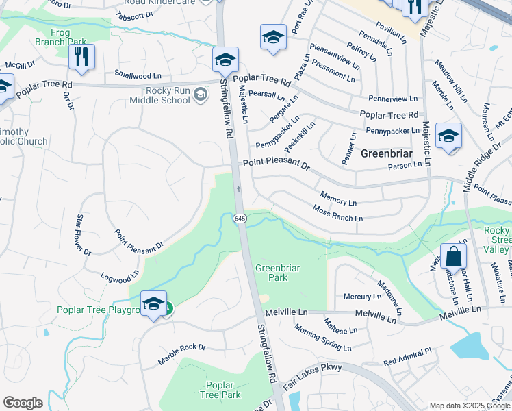 map of restaurants, bars, coffee shops, grocery stores, and more near 4405 Majestic Lane in Fairfax