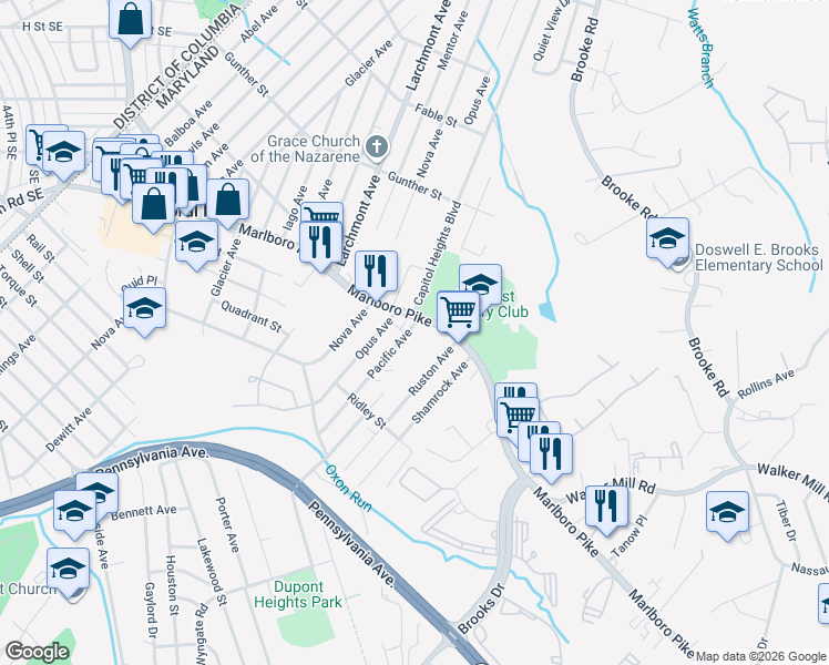 map of restaurants, bars, coffee shops, grocery stores, and more near 101 Independence Avenue Southeast in Washington