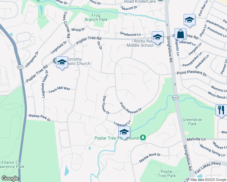 map of restaurants, bars, coffee shops, grocery stores, and more near 13482 Point Pleasant Dr in Chantilly