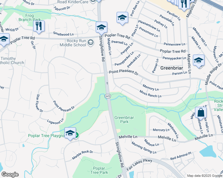 map of restaurants, bars, coffee shops, grocery stores, and more near 4407 Majestic Lane in Fairfax