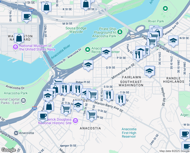 map of restaurants, bars, coffee shops, grocery stores, and more near 101 Independence Avenue Southeast in Washington