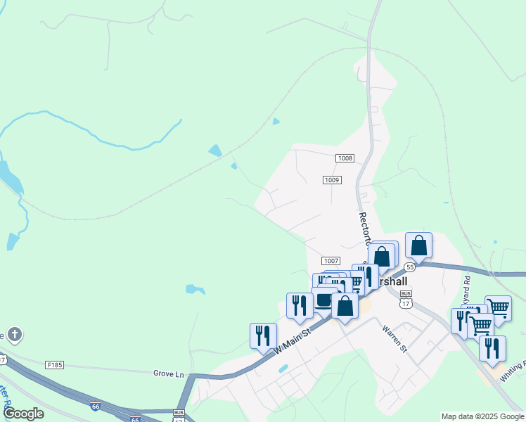 map of restaurants, bars, coffee shops, grocery stores, and more near 8680 Clifton Street in Marshall