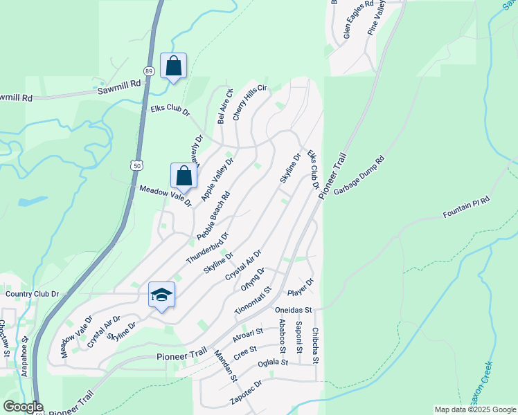 map of restaurants, bars, coffee shops, grocery stores, and more near 1520 Skyline Drive in South Lake Tahoe
