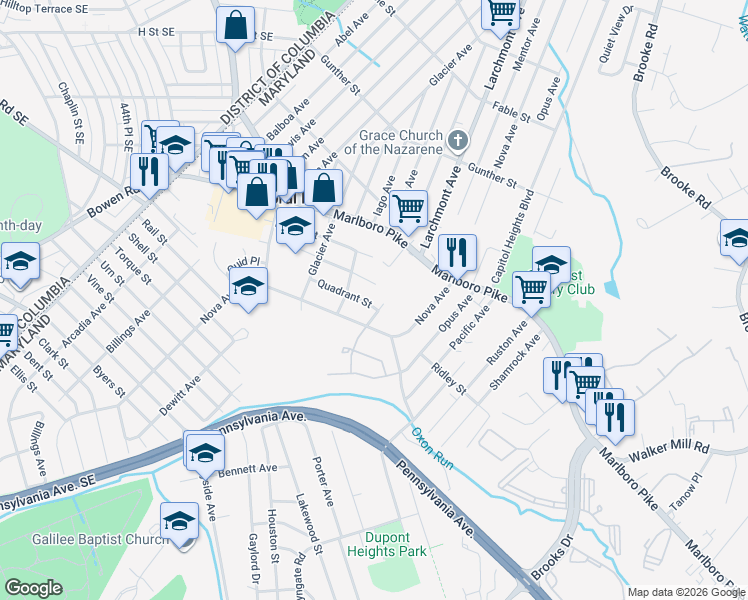 map of restaurants, bars, coffee shops, grocery stores, and more near 101 Independence Avenue Southeast in Washington
