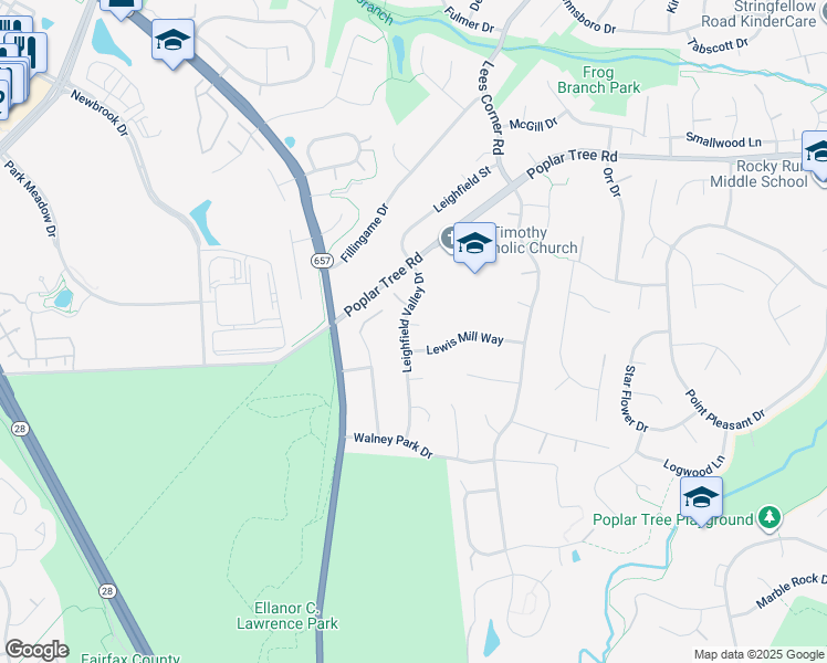 map of restaurants, bars, coffee shops, grocery stores, and more near 4715 Leighfield Valley Dr in Chantilly