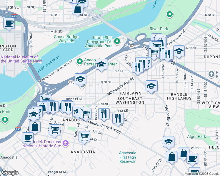 map of restaurants, bars, coffee shops, grocery stores, and more near 101 Independence Avenue Southeast in Washington