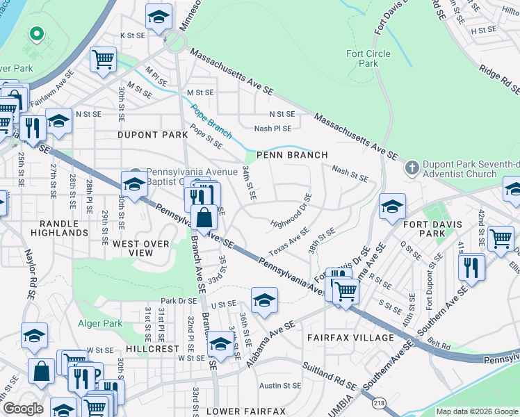 map of restaurants, bars, coffee shops, grocery stores, and more near 101 Independence Avenue Southeast in Washington