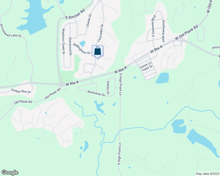 map of restaurants, bars, coffee shops, grocery stores, and more near 2238-2602 West Route K in Columbia