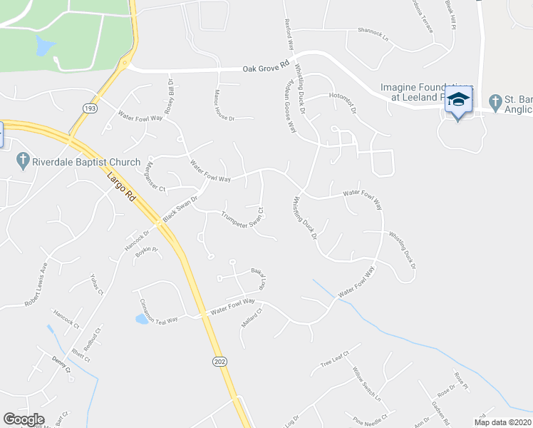 map of restaurants, bars, coffee shops, grocery stores, and more near 13409 Trumpeter Swan Court in Upper Marlboro