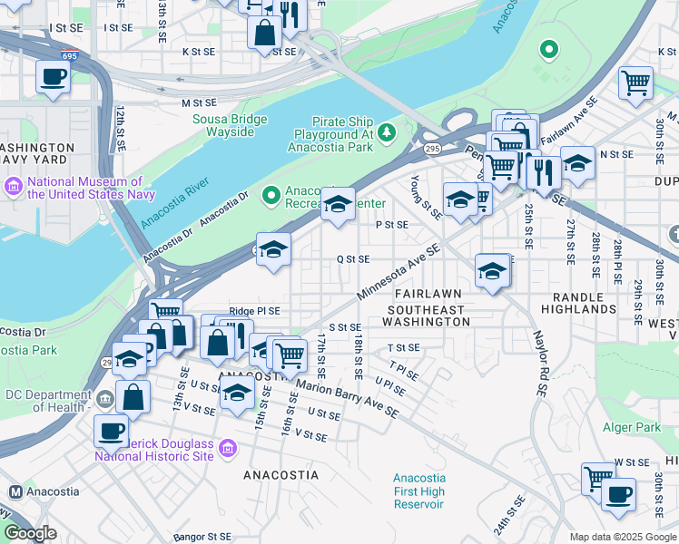 map of restaurants, bars, coffee shops, grocery stores, and more near 101 Independence Avenue Southeast in Washington