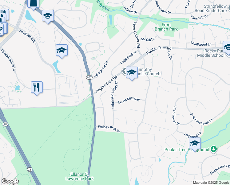 map of restaurants, bars, coffee shops, grocery stores, and more near 13898 Old Nursery Court in Chantilly