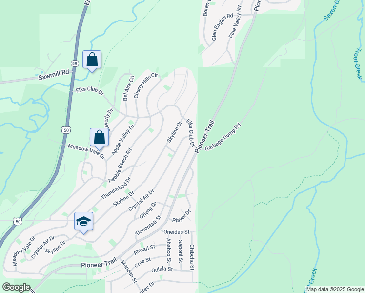 map of restaurants, bars, coffee shops, grocery stores, and more near 1479 Crystal Air Drive in South Lake Tahoe