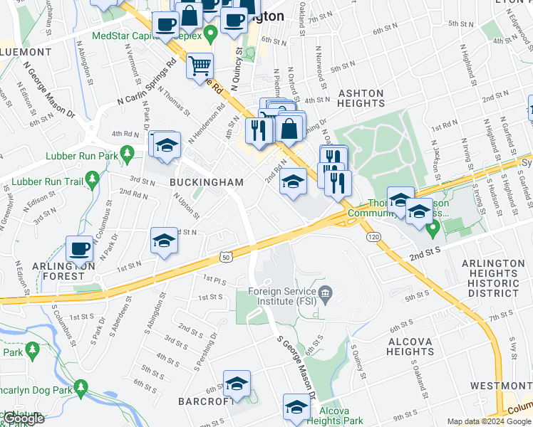 map of restaurants, bars, coffee shops, grocery stores, and more near 101 Independence Avenue Southeast in Washington