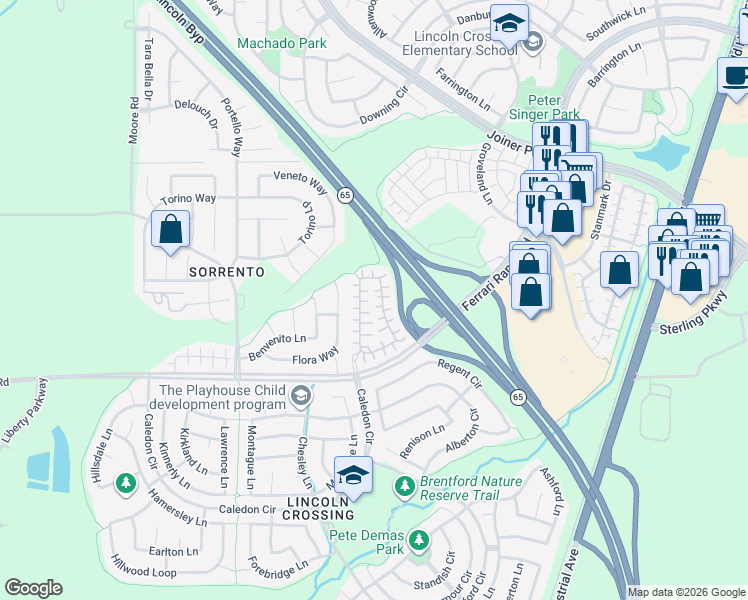 map of restaurants, bars, coffee shops, grocery stores, and more near 821 Courtyards Loop in Lincoln
