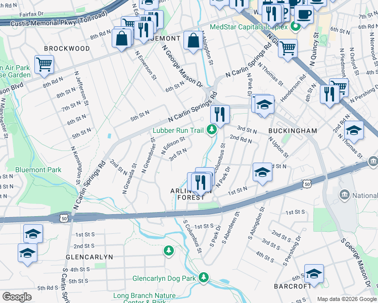 map of restaurants, bars, coffee shops, grocery stores, and more near 101 Independence Avenue Southeast in Washington