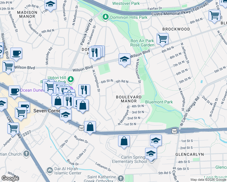 map of restaurants, bars, coffee shops, grocery stores, and more near 101 Independence Avenue Southeast in Washington
