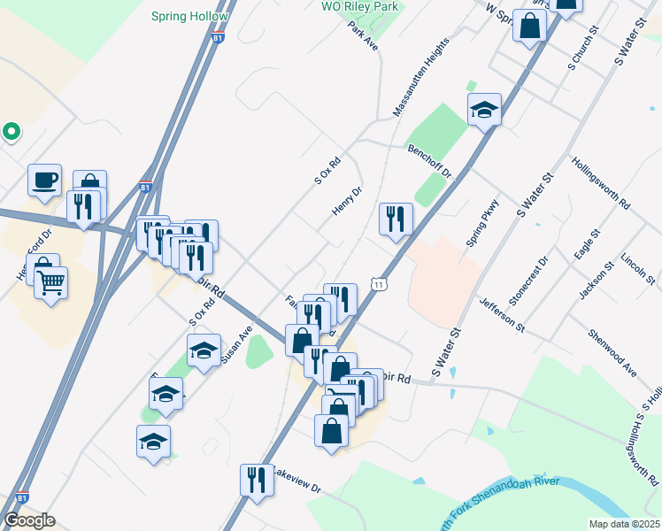 map of restaurants, bars, coffee shops, grocery stores, and more near 142 Miller Court in Woodstock