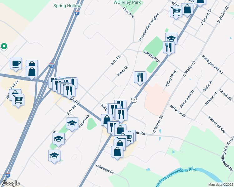 map of restaurants, bars, coffee shops, grocery stores, and more near 142 Miller Court in Woodstock