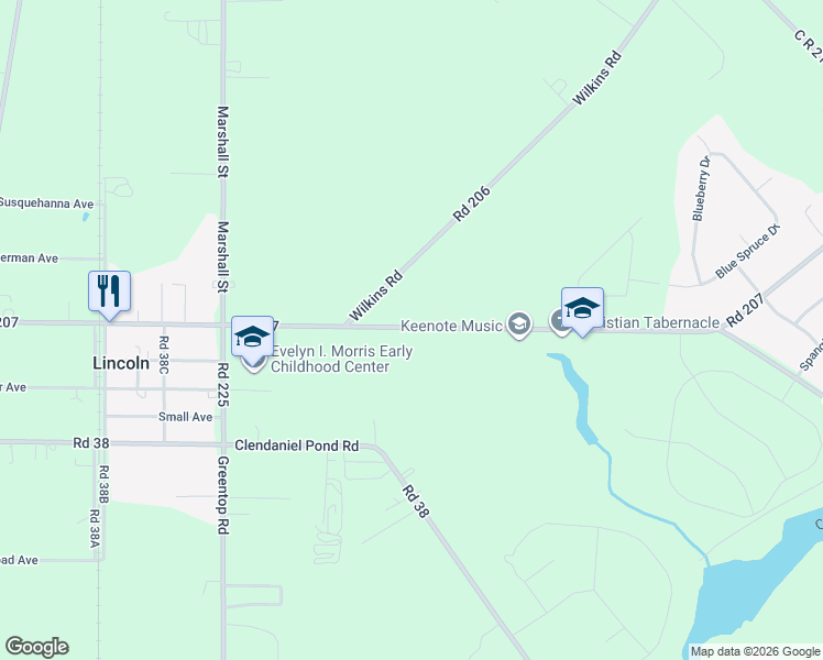 map of restaurants, bars, coffee shops, grocery stores, and more near 18812 Johnson Road in Lincoln