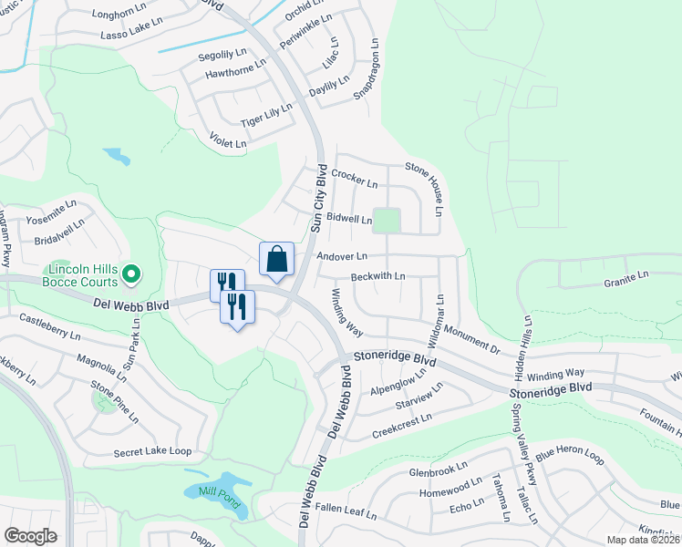 map of restaurants, bars, coffee shops, grocery stores, and more near 1658 Beckwith Lane in Lincoln