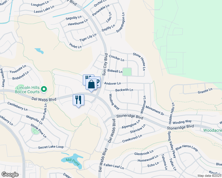 map of restaurants, bars, coffee shops, grocery stores, and more near 1658 Beckwith Lane in Lincoln