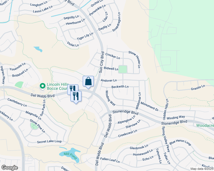 map of restaurants, bars, coffee shops, grocery stores, and more near 1658 Beckwith Lane in Lincoln