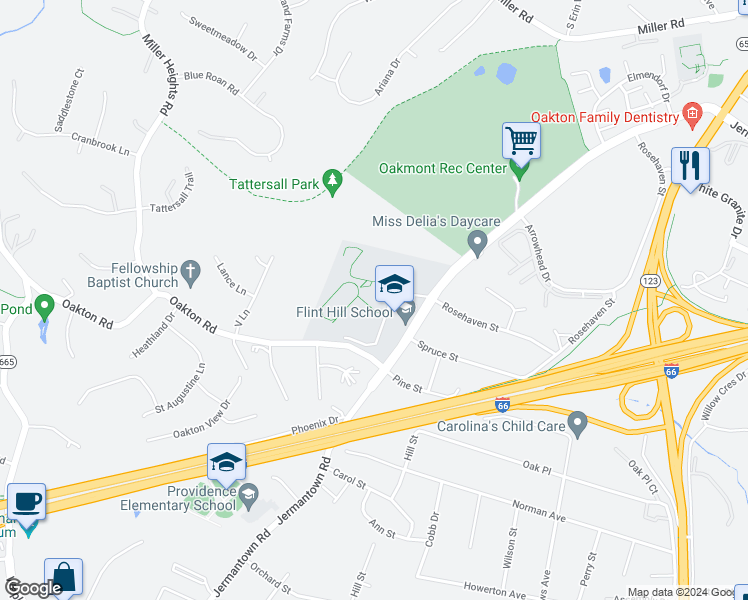 map of restaurants, bars, coffee shops, grocery stores, and more near 3320 Jermantown Road in Oakton