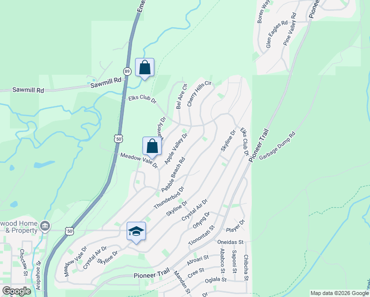 map of restaurants, bars, coffee shops, grocery stores, and more near 1432 Pebble Beach Road in South Lake Tahoe