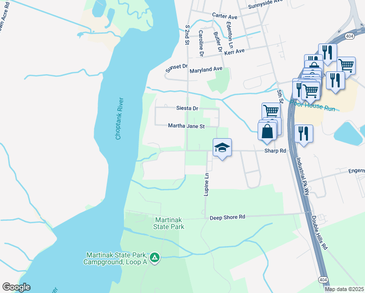 map of restaurants, bars, coffee shops, grocery stores, and more near 1010 South 2nd Street in Denton