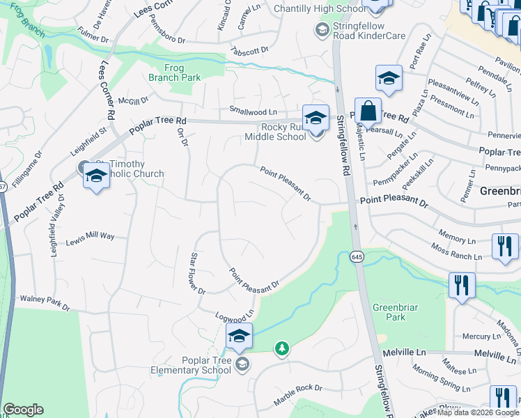 map of restaurants, bars, coffee shops, grocery stores, and more near 13427 Black Gum Court in Chantilly