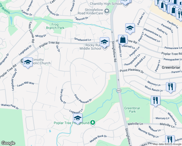 map of restaurants, bars, coffee shops, grocery stores, and more near 4512 Stone Pine Ct in Chantilly