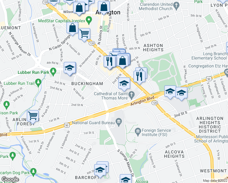 map of restaurants, bars, coffee shops, grocery stores, and more near 101 Independence Avenue Southeast in Washington