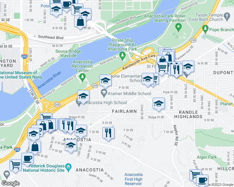 map of restaurants, bars, coffee shops, grocery stores, and more near 101 Independence Avenue Southeast in Washington