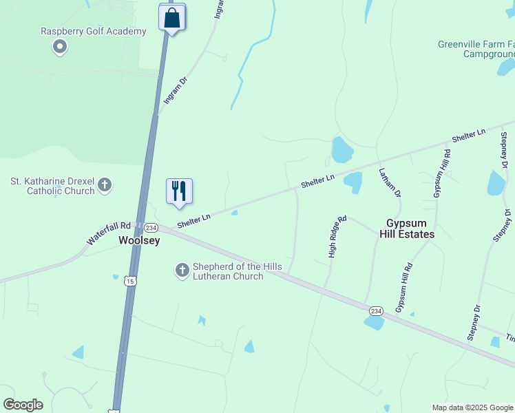 map of restaurants, bars, coffee shops, grocery stores, and more near 14751 Shelter Lane in Haymarket