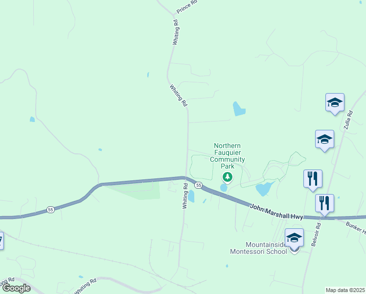 map of restaurants, bars, coffee shops, grocery stores, and more near 4050 Whiting Road in Marshall