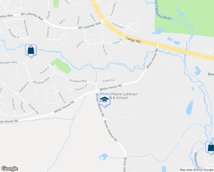 map of restaurants, bars, coffee shops, grocery stores, and more near 11308 White House Road in Upper Marlboro