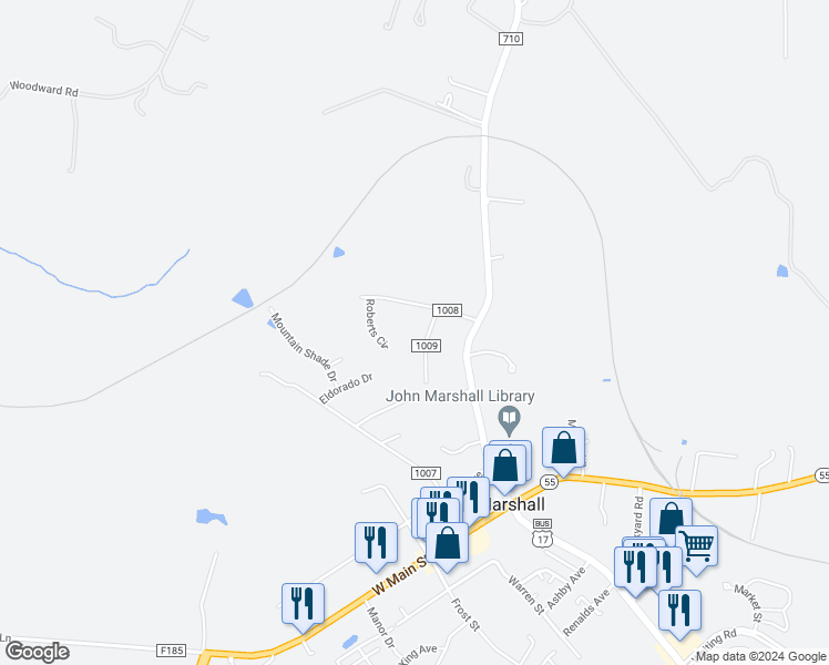map of restaurants, bars, coffee shops, grocery stores, and more near 4074 Stanberry Avenue in Marshall