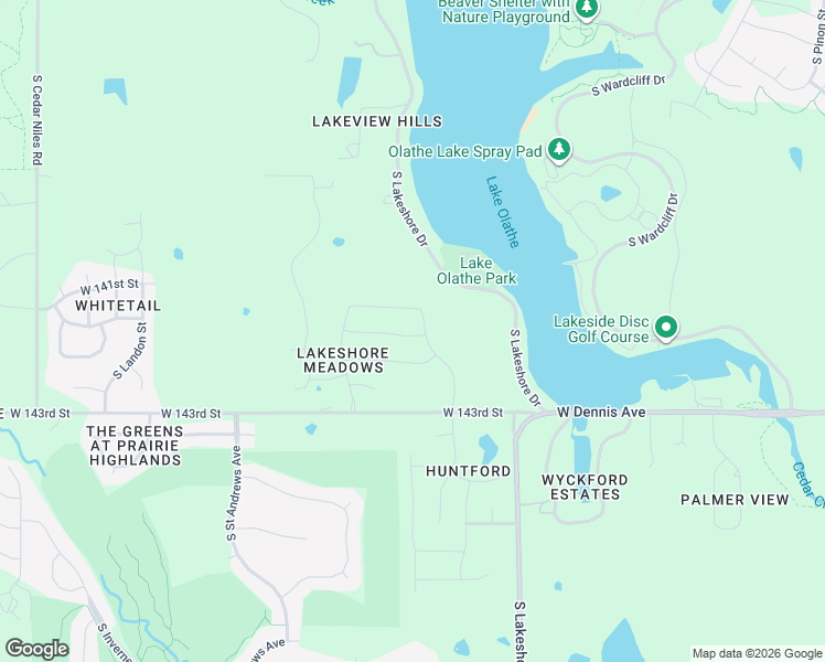 map of restaurants, bars, coffee shops, grocery stores, and more near 24880 West 143rd Street in Olathe