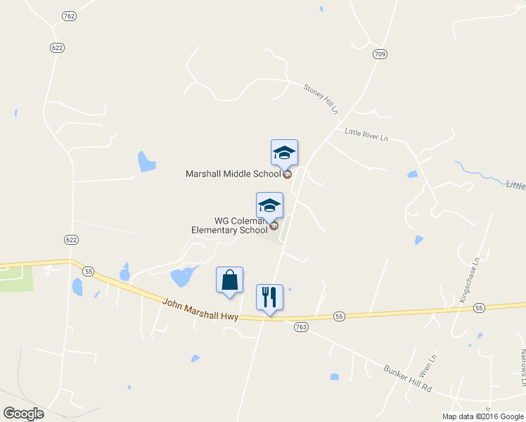 map of restaurants, bars, coffee shops, grocery stores, and more near 4096 Zulla Rd in The Plains