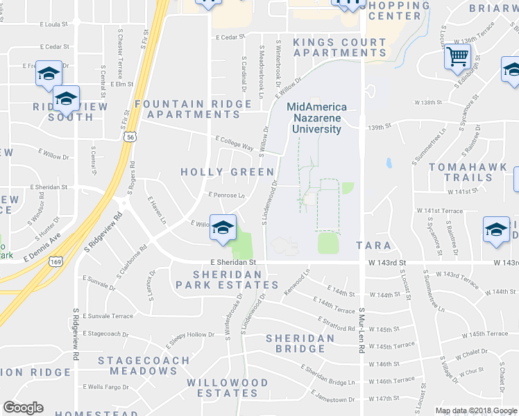 map of restaurants, bars, coffee shops, grocery stores, and more near 831 South Lindenwood Drive in Olathe