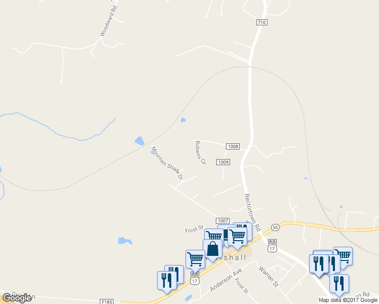 map of restaurants, bars, coffee shops, grocery stores, and more near 4050 Roberts Circle in Marshall