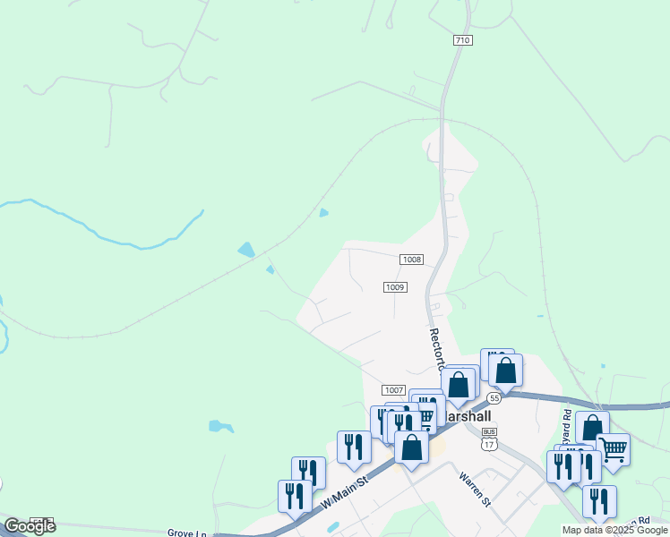 map of restaurants, bars, coffee shops, grocery stores, and more near 4050 Roberts Circle in Marshall