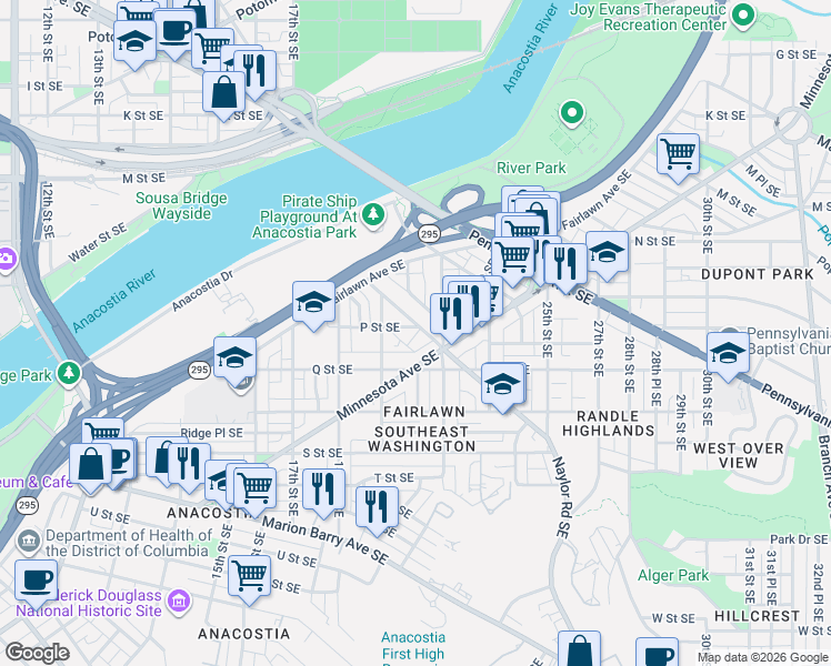 map of restaurants, bars, coffee shops, grocery stores, and more near 101 Independence Avenue Southeast in Washington